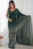 Breathtaking Green Sequins Work Georgette Event Wear Saree