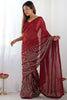 Enjoyable Red Sequins Work Georgette Cocktail Wear Saree