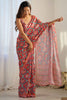 Lovely Red Digital Printed Chinon Festival Wear Saree With Blouse