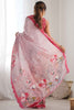 Incredible Pink Digital Printed Chinon Event Wear Saree With Blouse