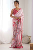 Incredible Pink Digital Printed Chinon Event Wear Saree With Blouse