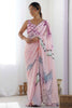 Surprising Pink Digital Printed Chinon Event Wear Saree With Blouse