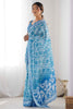 Amazing Blue-Color Digital Printed Chinon Traditional Saree