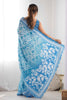 Amazing Blue-Color Digital Printed Chinon Traditional Saree