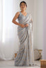 Stunning Grey Sequins Georgette Party Wear Saree With Blouse