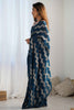 Surprising Teal Blue Sequins Georgette Party Wear Saree With Blouse