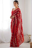 Incredible Red Sequins Georgette Ceremony Wear Saree With Blouse