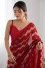 Incredible Red Sequins Georgette Ceremony Wear Saree With Blouse