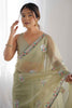 Fabulous Pista Green Sequins Net Event Wear Saree With Blouse