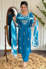 Beautiful Blue Embroidered Rayon Event Wear Pant Suit