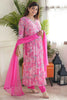 Awesome Pink Floral Printed Chinon Traditional Pant Suit