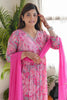 Awesome Pink Floral Printed Chinon Traditional Pant Suit