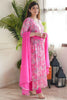 Awesome Pink Floral Printed Chinon Traditional Pant Suit