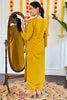 Dazzling Mustard Embroidered Viscose Haldi Wear Pant Suit