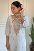 Attractive Off-White Embroidered Viscose Event Wear Pant Suit