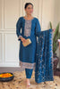 Winning Blue Embroidered Vichitra Silk Traditional Wear Pant Suit