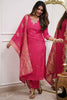 Beautiful Rani Pink Embroidered Viscose Festival Wear Pant Suit