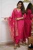 Beautiful Rani Pink Embroidered Viscose Festival Wear Pant Suit