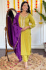 Exquisite Mustard Embroidered Rayon Event Wear Pant Suit