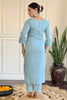 Stunning Sky-Blue Embroidered Viscose Function Wear Pant Suit