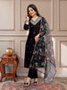 Alluring Black Embroidered Cotton Traditional Pant Suit