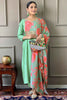 Fabulous Firozi Color Embroidered Viscose Event Wear Pant Suit