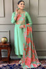 Fabulous Firozi Color Embroidered Viscose Event Wear Pant Suit