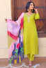 Enchanting Lime Green Embroidered Rayon Function Wear Pant Suit