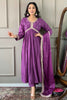 Alluring Purple Embroidered Viscose Traditional Pant Suit