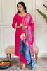 Captivating Rani Pink Embroidered Viscose Festival Wear Pant Suit