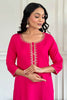 Captivating Rani Pink Embroidered Viscose Festival Wear Pant Suit