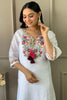 Majestic White Embroidered Viscose Function Wear Pant Suit