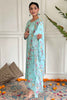 Precious Turquoise Color Embroidered Rayon Event Wear Pant Suit