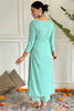 Precious Turquoise Color Embroidered Rayon Event Wear Pant Suit