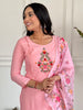 Winning Peach Embroidered Rayon Festival Wear Pant Suit