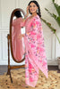 Impressive Pink Embroidered Rayon Function Wear Pant Suit