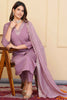 Flashy Lavender Embroidered Viscose Event Wear Pant Suit With Dupatta