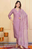 Flashy Lavender Embroidered Viscose Event Wear Pant Suit With Dupatta