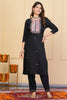 Stunning Black Embroidered Rayon Pant Suit With Dupatta