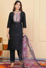 Stunning Black Embroidered Rayon Pant Suit With Dupatta