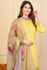 Ravishing Yellow Embroidered Viscose Haldi Wear Pant Suit With Dupatta