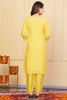 Ravishing Yellow Embroidered Viscose Haldi Wear Pant Suit With Dupatta