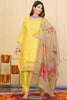 Ravishing Yellow Embroidered Viscose Haldi Wear Pant Suit With Dupatta