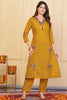 Delightful Mustard Embroidered Viscose Pant Suit With Dupatta