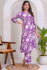 Shocking Purple Digital Printed Rayon Casual Wear Co-Ord Set