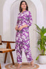 Shocking Purple Digital Printed Rayon Casual Wear Co-Ord Set