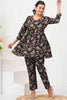 Lovely Black-Color Digital Printed Rayon Office Wear Co-Ord Set