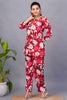 Delightful Red-Color Digital Printed Rayon Office Wear Co-Ord Set