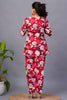 Delightful Red-Color Digital Printed Rayon Office Wear Co-Ord Set