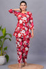 Delightful Red-Color Digital Printed Rayon Office Wear Co-Ord Set